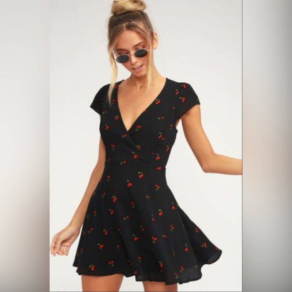 Lulu's Black Cherry Print Sundress